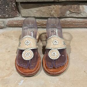 Jack Rogers Westport Navajo Glazed Biscuit Flats Whipstitch